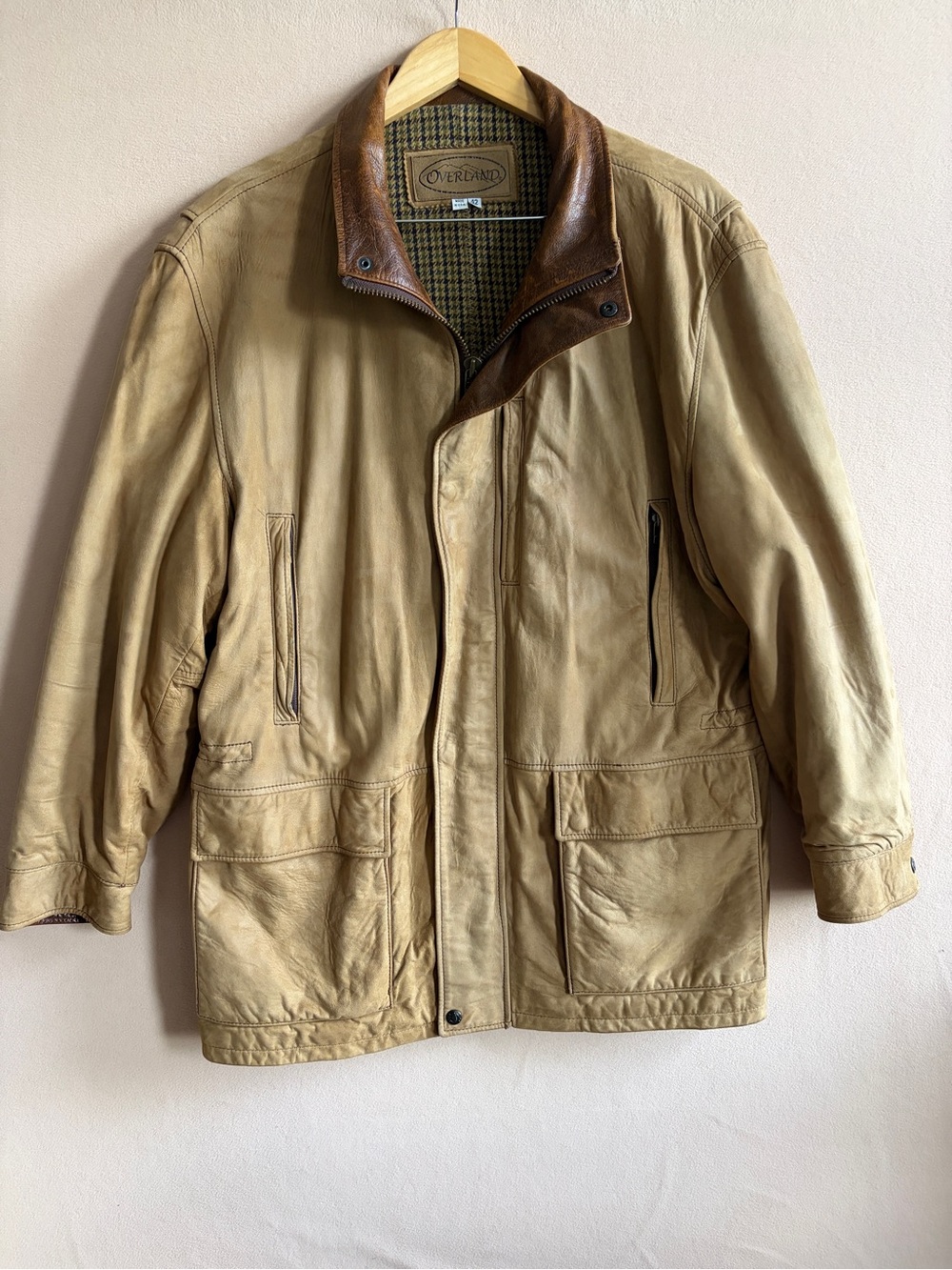 Overland Bristol English Genuine Leather Jacket Lambskin USA Made Size 42